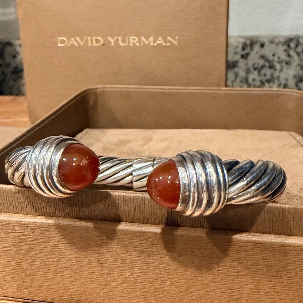 David Yurman Silver 9mm Rare Carnelian limited edition Cable Bracelet